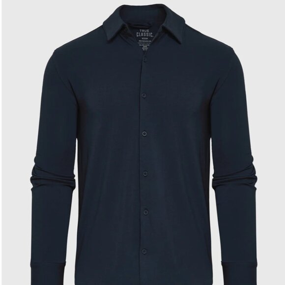 True Classic Long Sleeve Knit Shirt - Navy - Men's Size M - TCT4211 - Picture 1 of 7